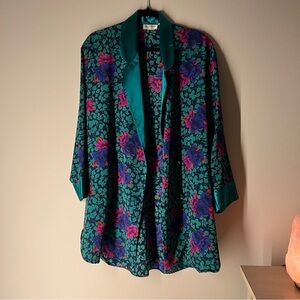 Vintage Victoria’s Secret Gold Label Teal Floral Robe